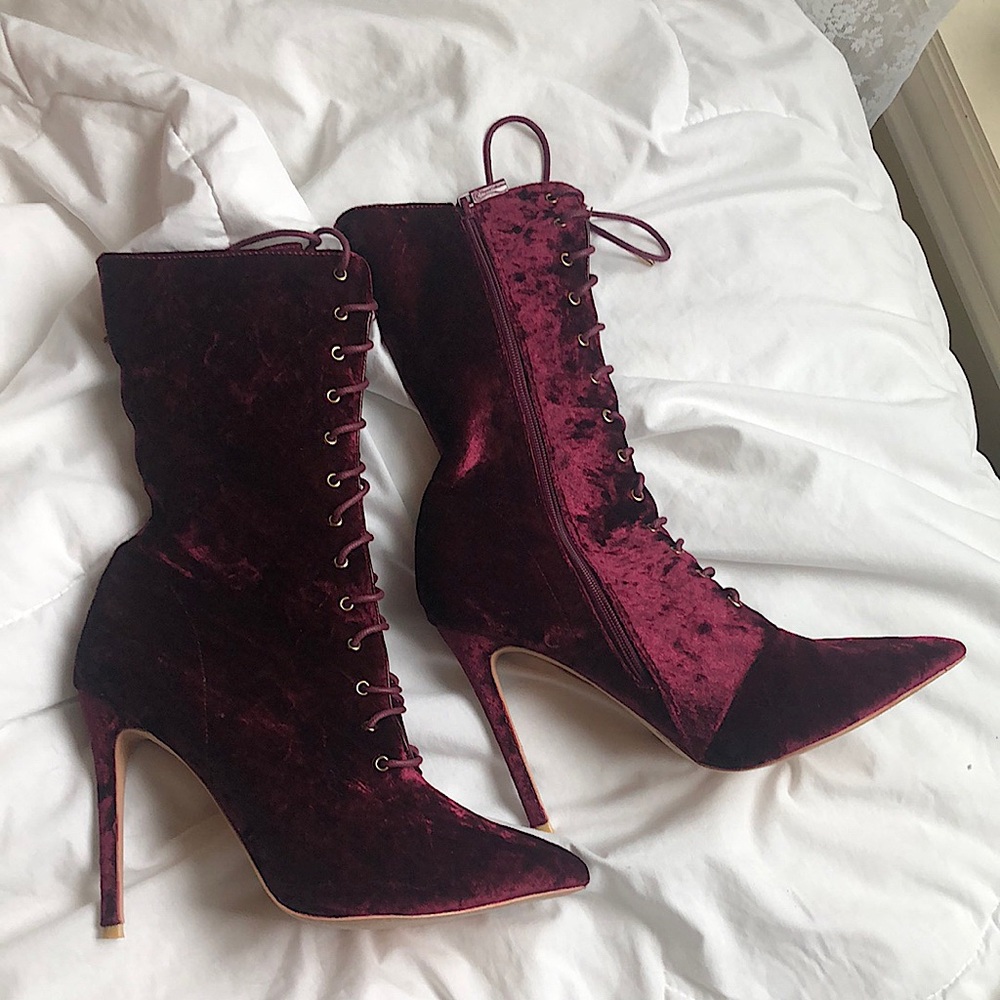 Velvet high heels size 11